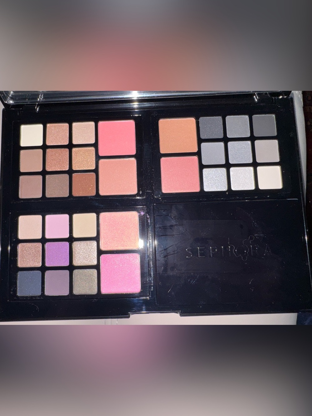 3 Sephora Pink, Peach & Neutral Eyeshadow Palette Set of 3 and Portable Case